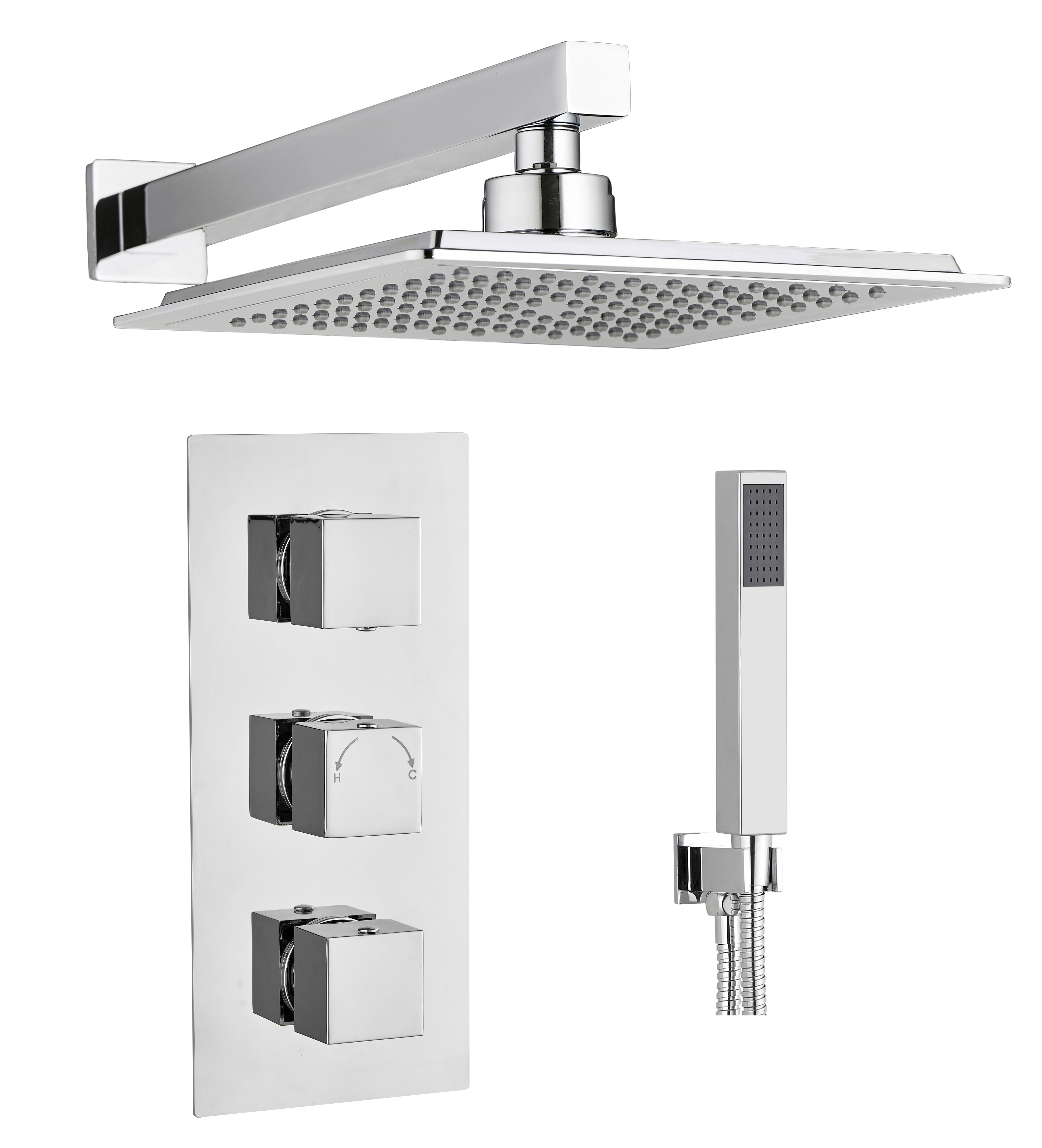 Square Concealed Thermostatic Shower Mixer Valve 3 Handle 2 Way Overhead Kit eBay Square Concealed Thermostatic Shower Mixer Valve 3 Handle 2 Way Overhead Kit eBay